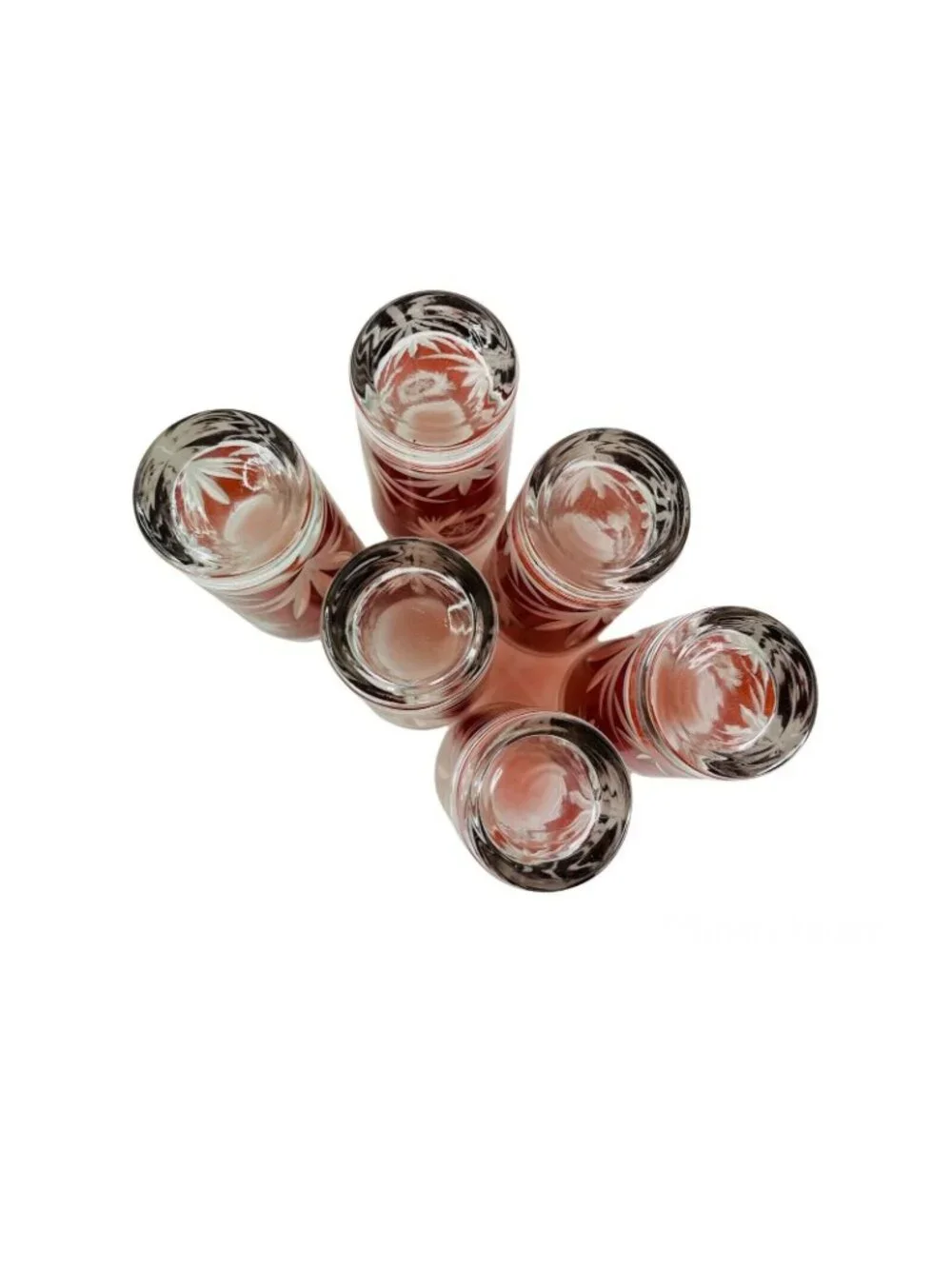 Vintage Dominion Glass Ruby Red Flash Atomic Pinwheel 70s MCM Retro Tumbler Set